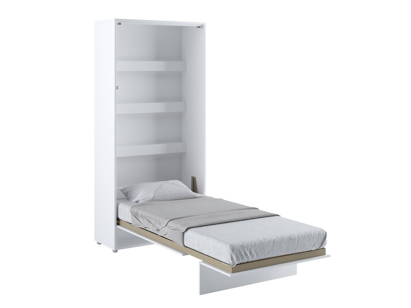 Schrankbett Concept Pro Lenart (Weiss + Weiss glänzend)