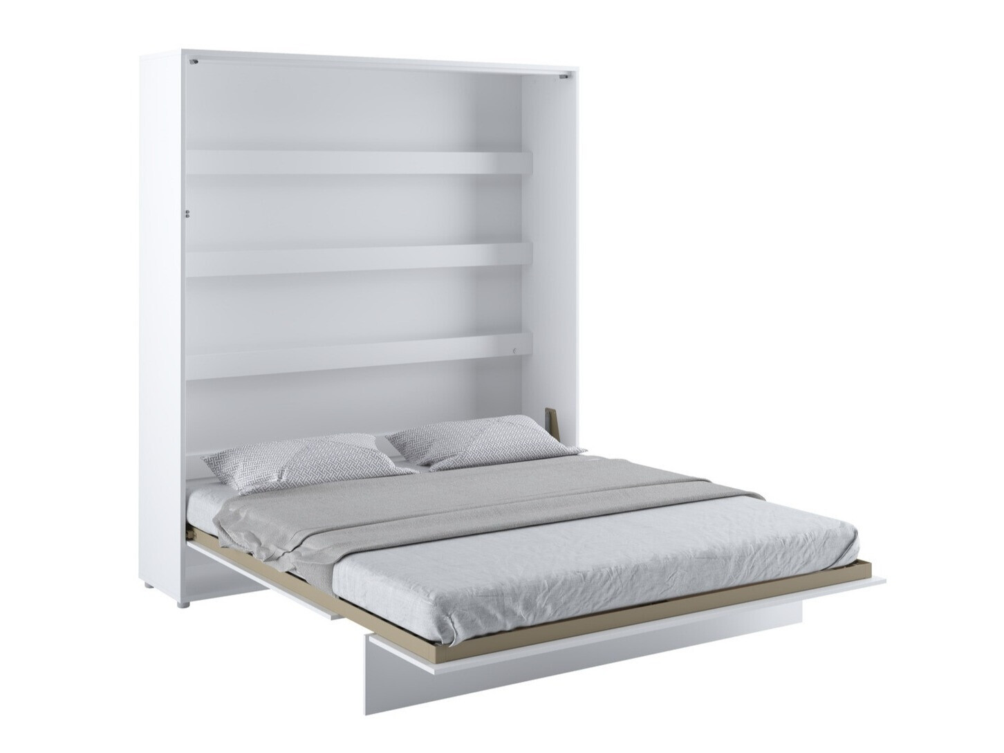 Schrankbett Concept Pro Lenart (Weiss + Weiss glänzend)