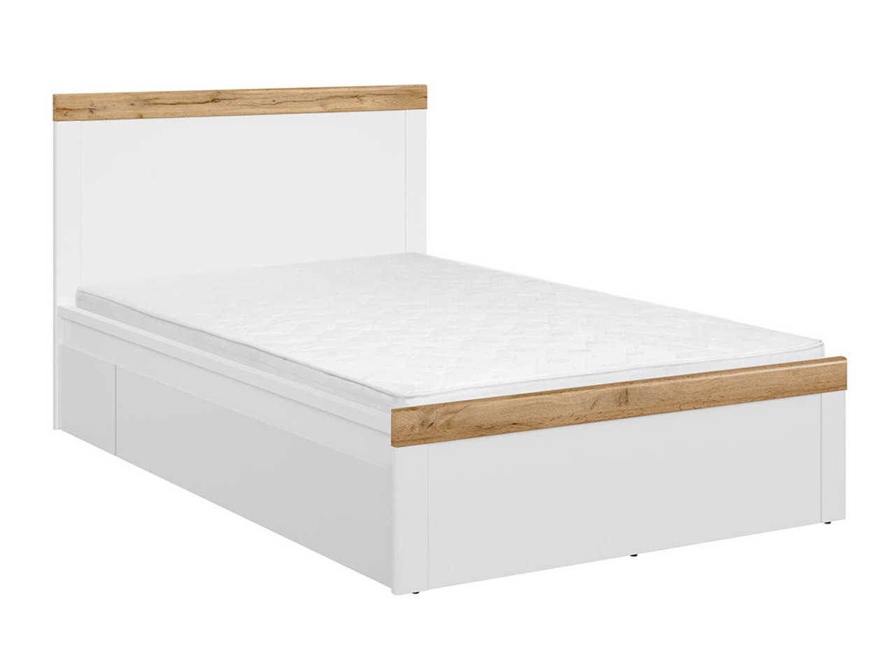 Bett Sonsoru 115 (Weiss + Weiss glänzend + Wotan Eiche)