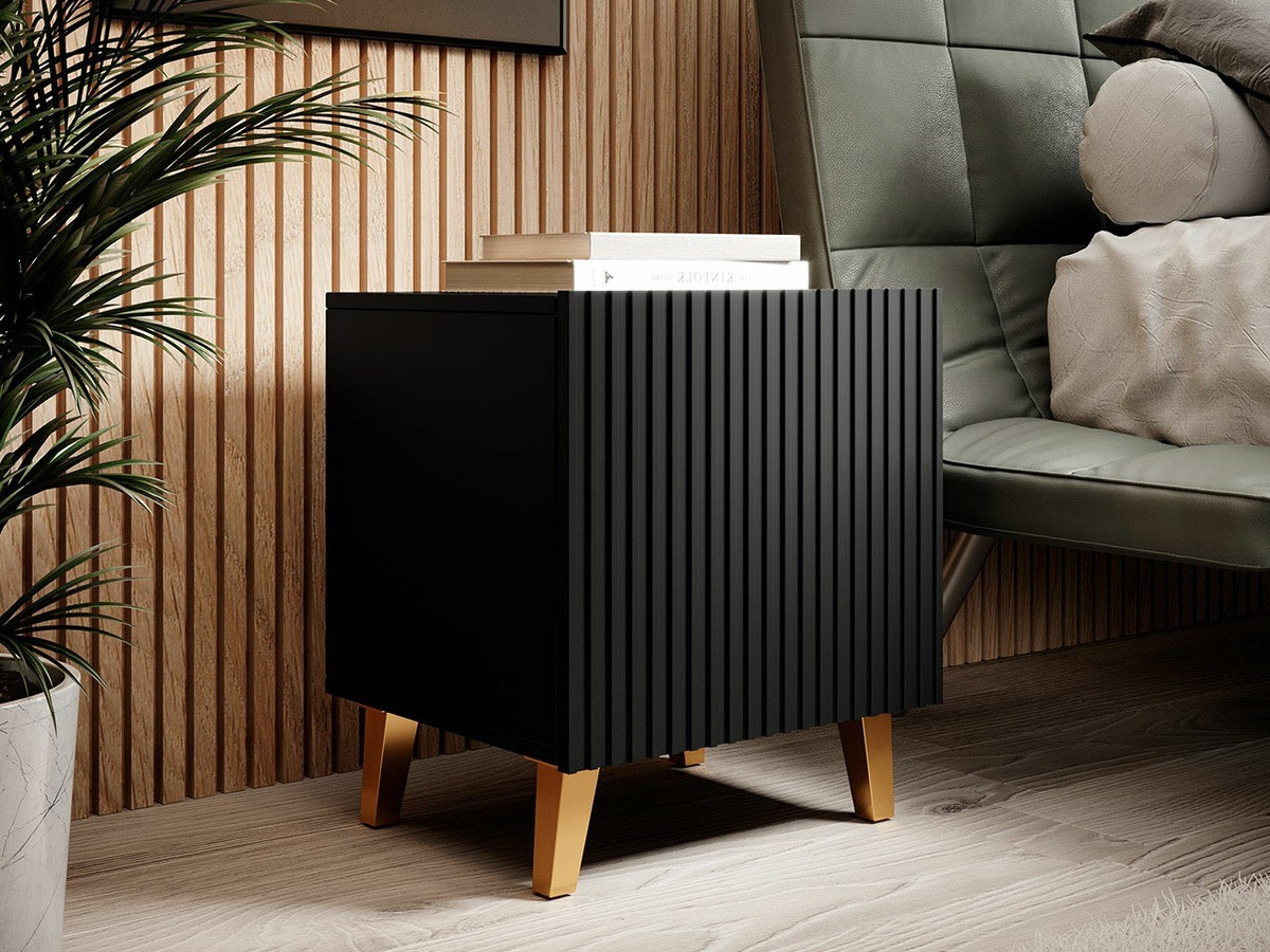 Nachttisch Levmari 107 (Schwarz + Gold) (2stk.)
