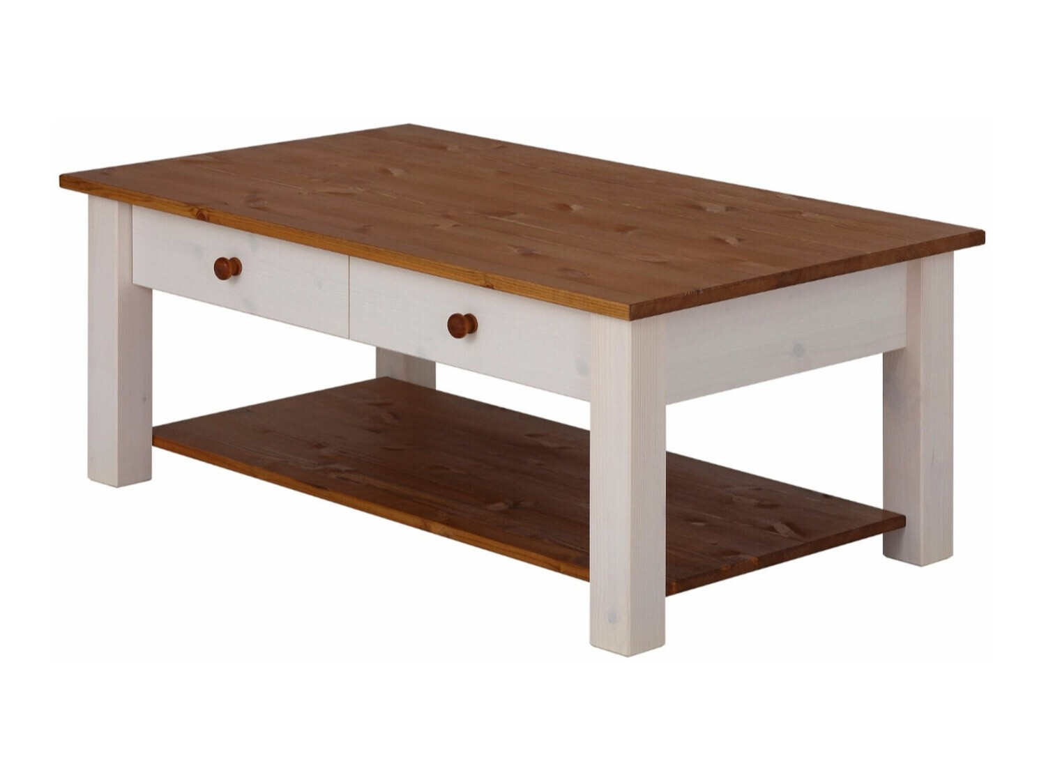 Couchtisch Denton 754 (Weiss + Eichenholzoptik Honig)