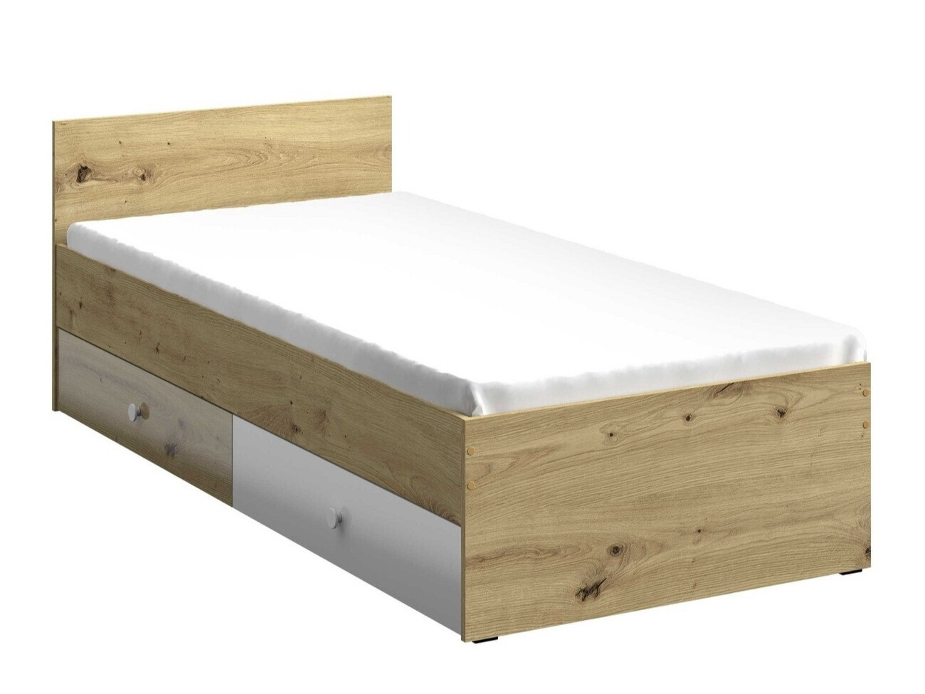Bett Mirelbu 112 (Artisan-Eiche + Weiss glänzend)