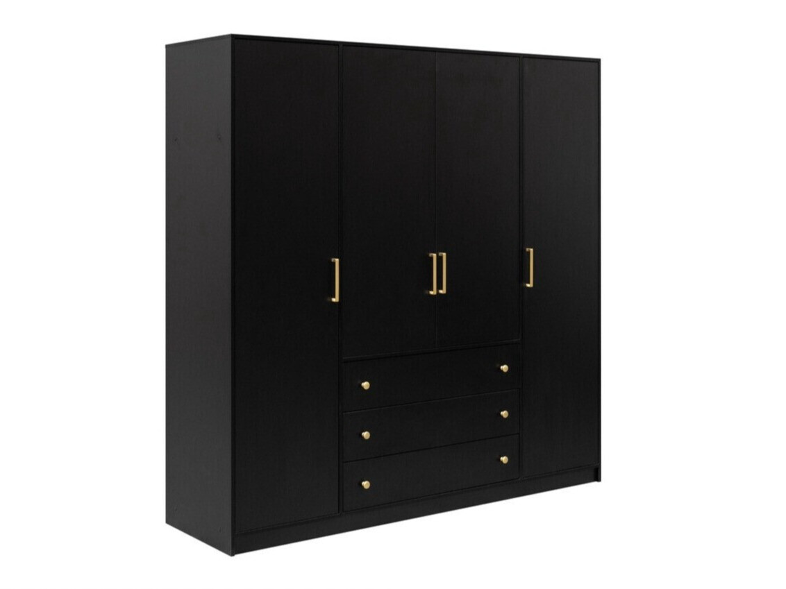 Kleiderschrank Musum I (Schwarz + Gold)