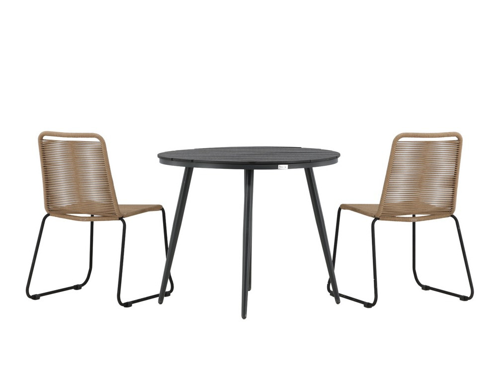 Tisch und Stühle Dallas 3782 (Hellbraun + Schwarz)