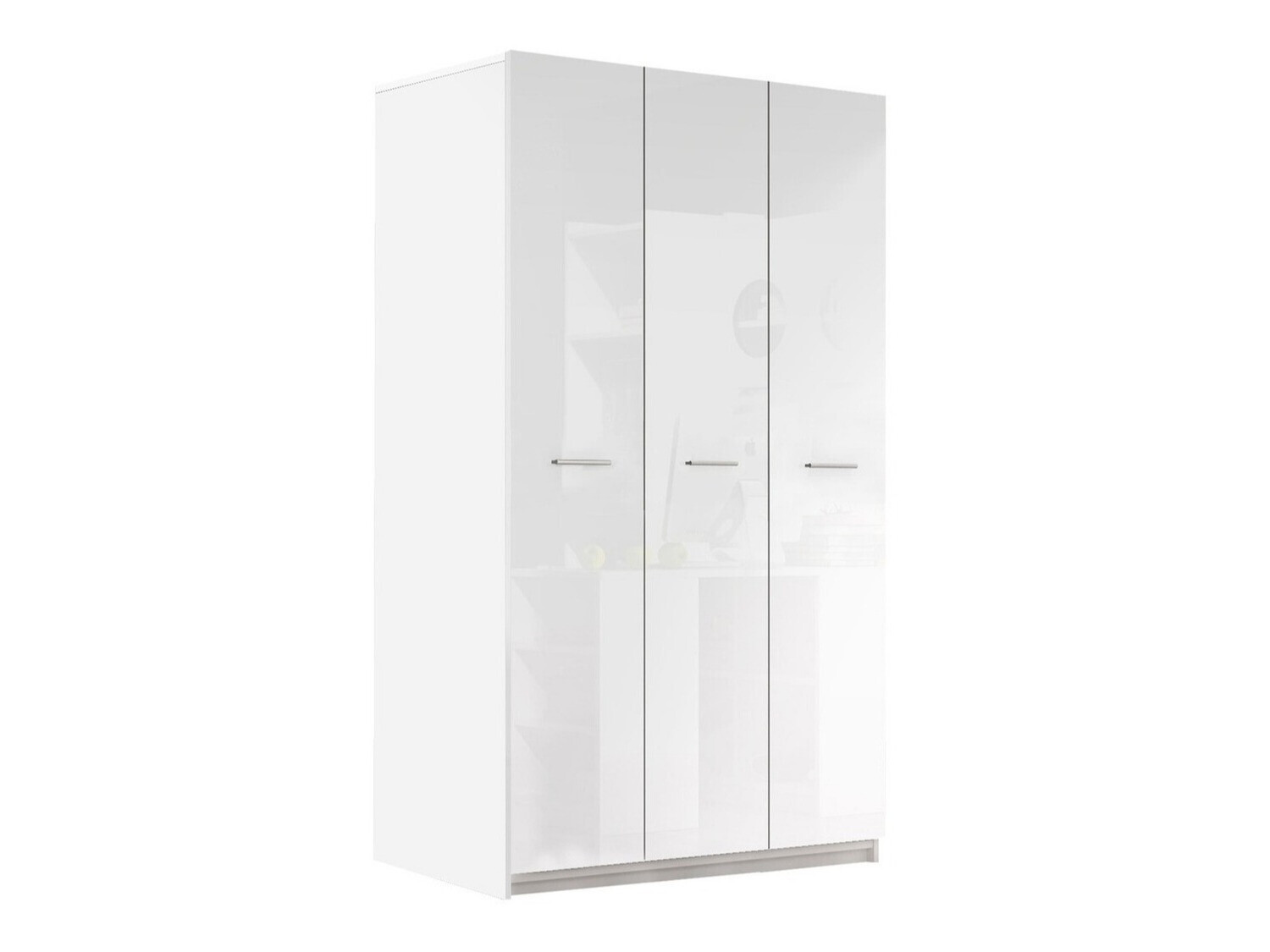 Kleiderschrank Campus (Weiss + Weiss glänzend)