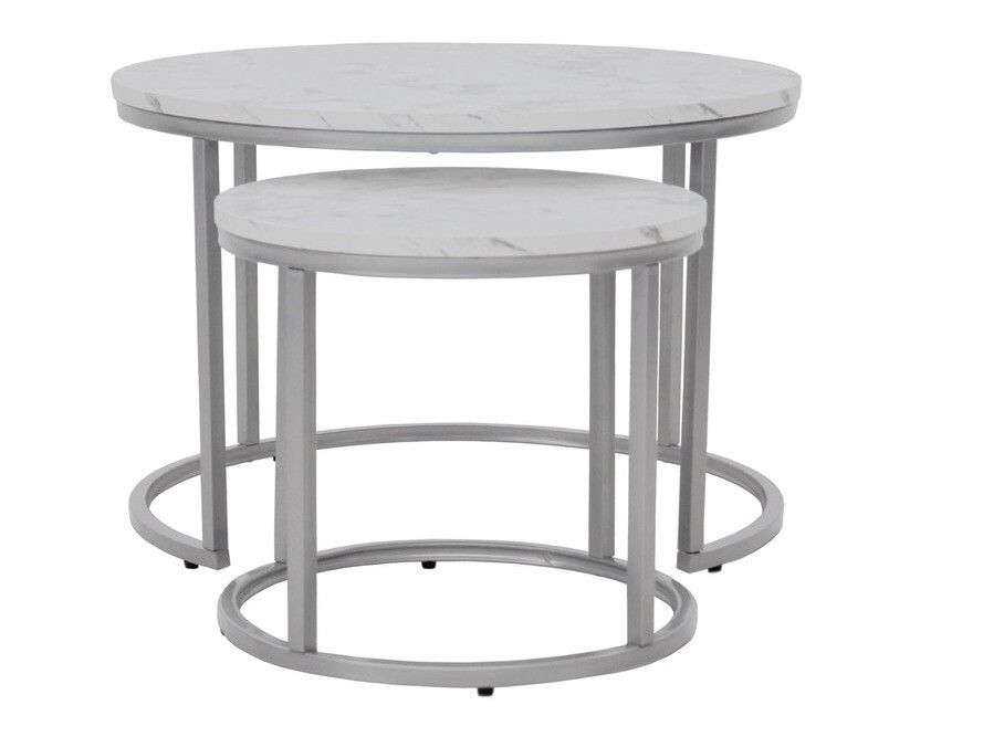 Couchtischset Houston 2213 (Weisser Marmor + Silber)