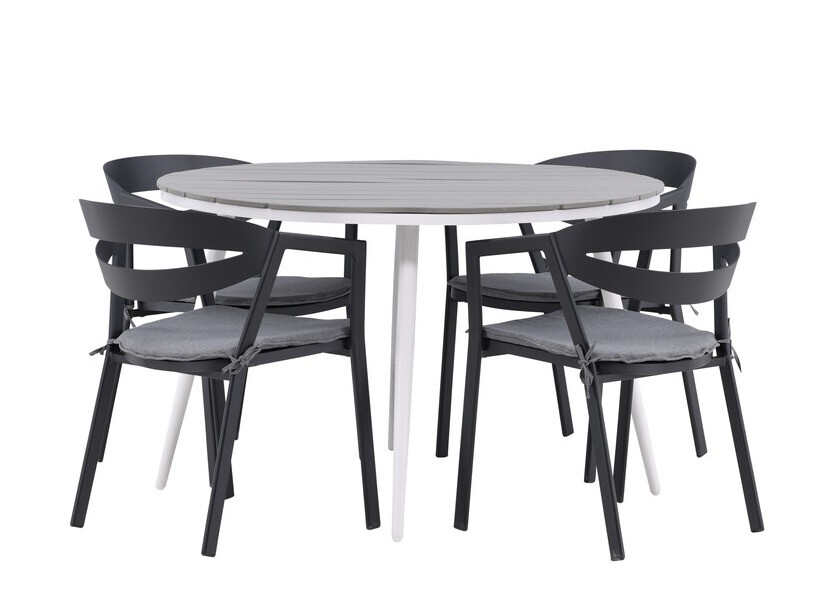 Tisch und Stühle Dallas 4791 (Weiss + Grau)
