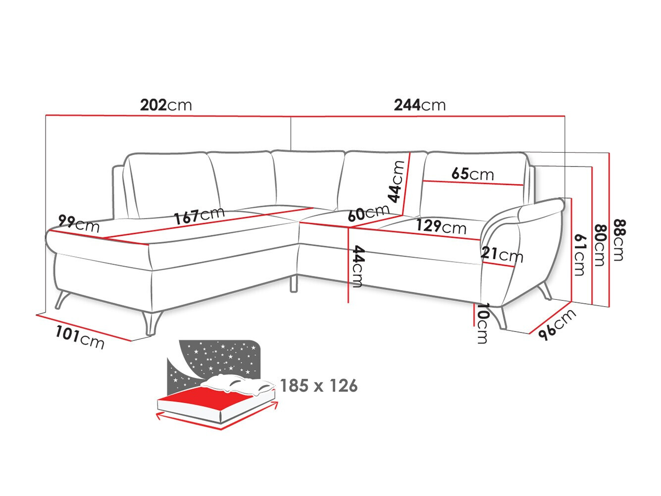 Ecksofa Lincoln 174 (Barrel 48)