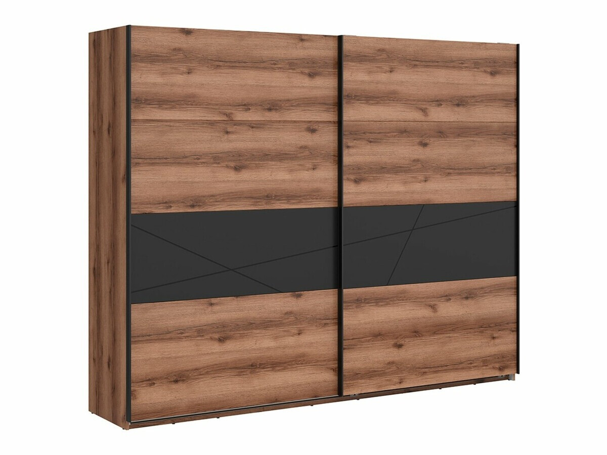 Kleiderschrank Fivale 124 (Dunkle Delano-Eiche + Mattschwarz)