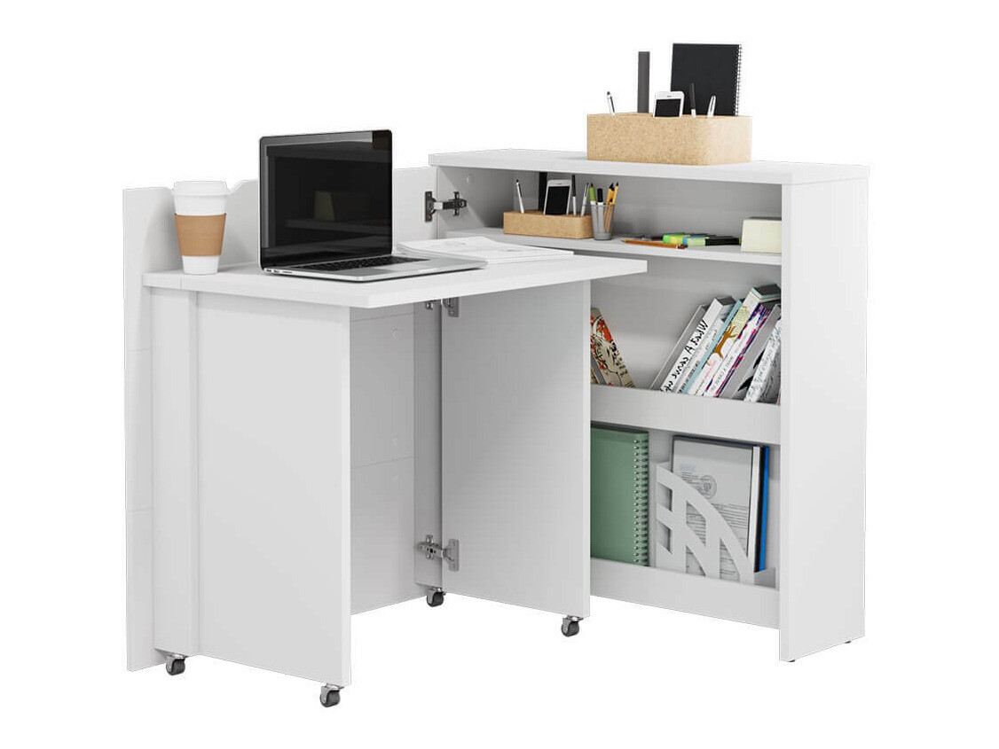 Eckschreibtisch Concept Lenart II (Weiss + Weiss glänzend)