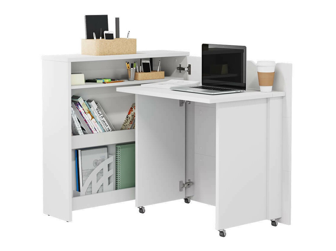 Eckschreibtisch Concept Lenart II (Weiss + Weiss glänzend)