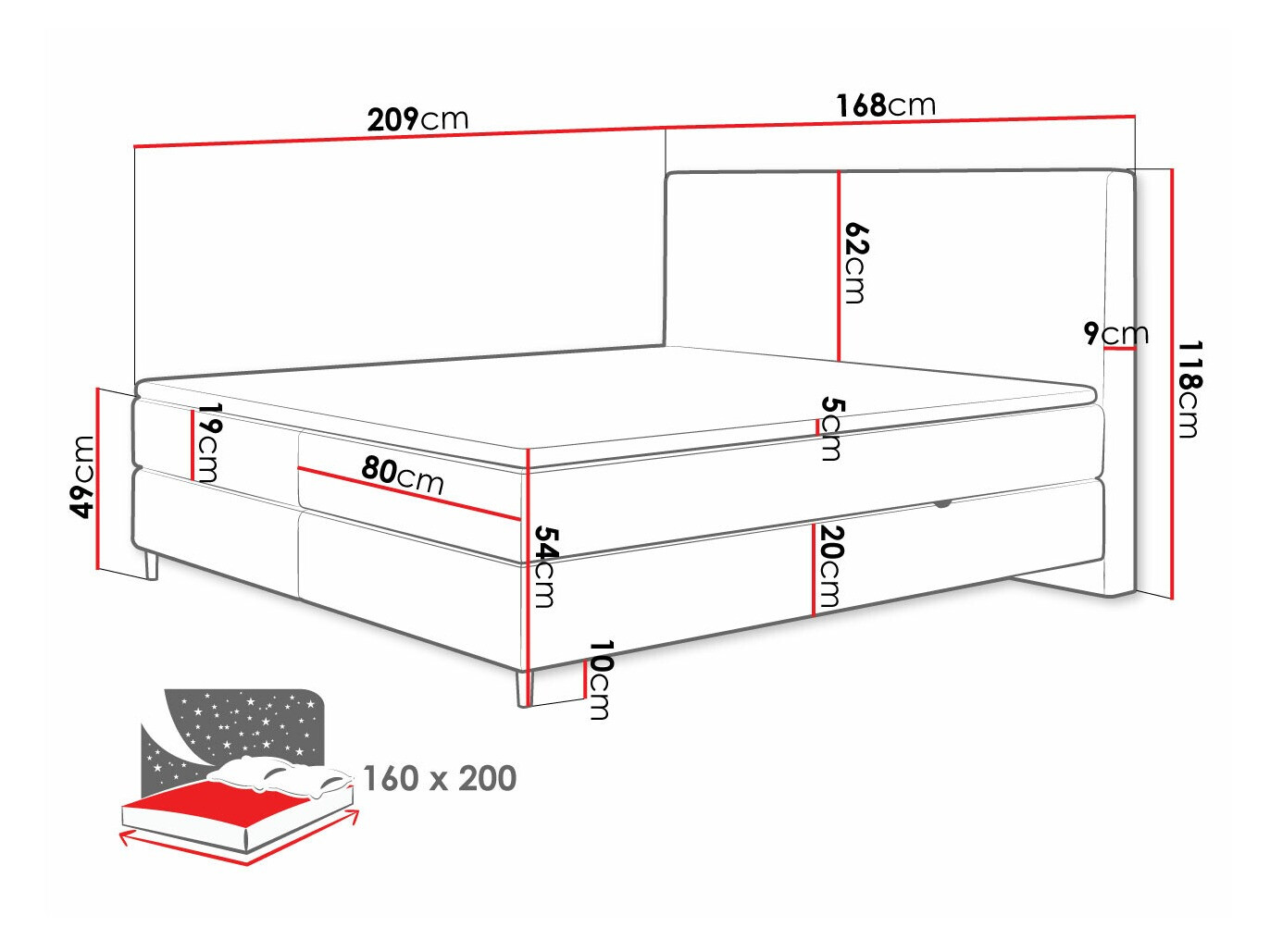 Boxspringbett ComfiDream Miraara (Poso 05 + Kronos 05)