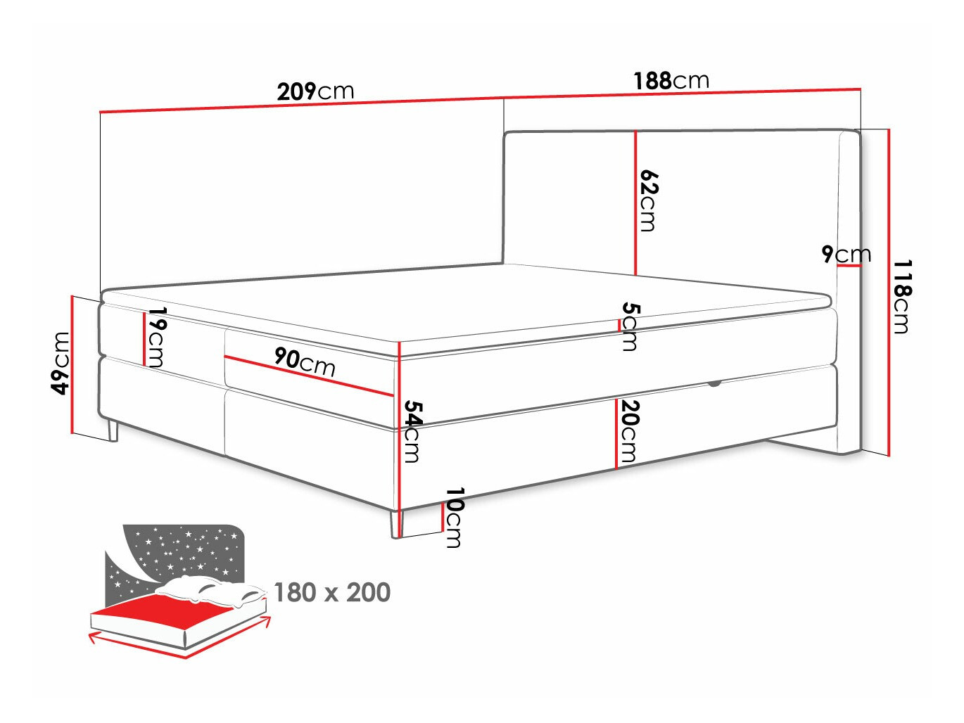 Boxspringbett ComfiDream Miraara (Poso 100 + Paros 01)