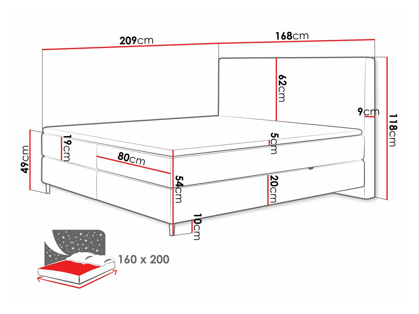 Boxspringbett ComfiDream Miraara (Poso 14 + Kronos 14)