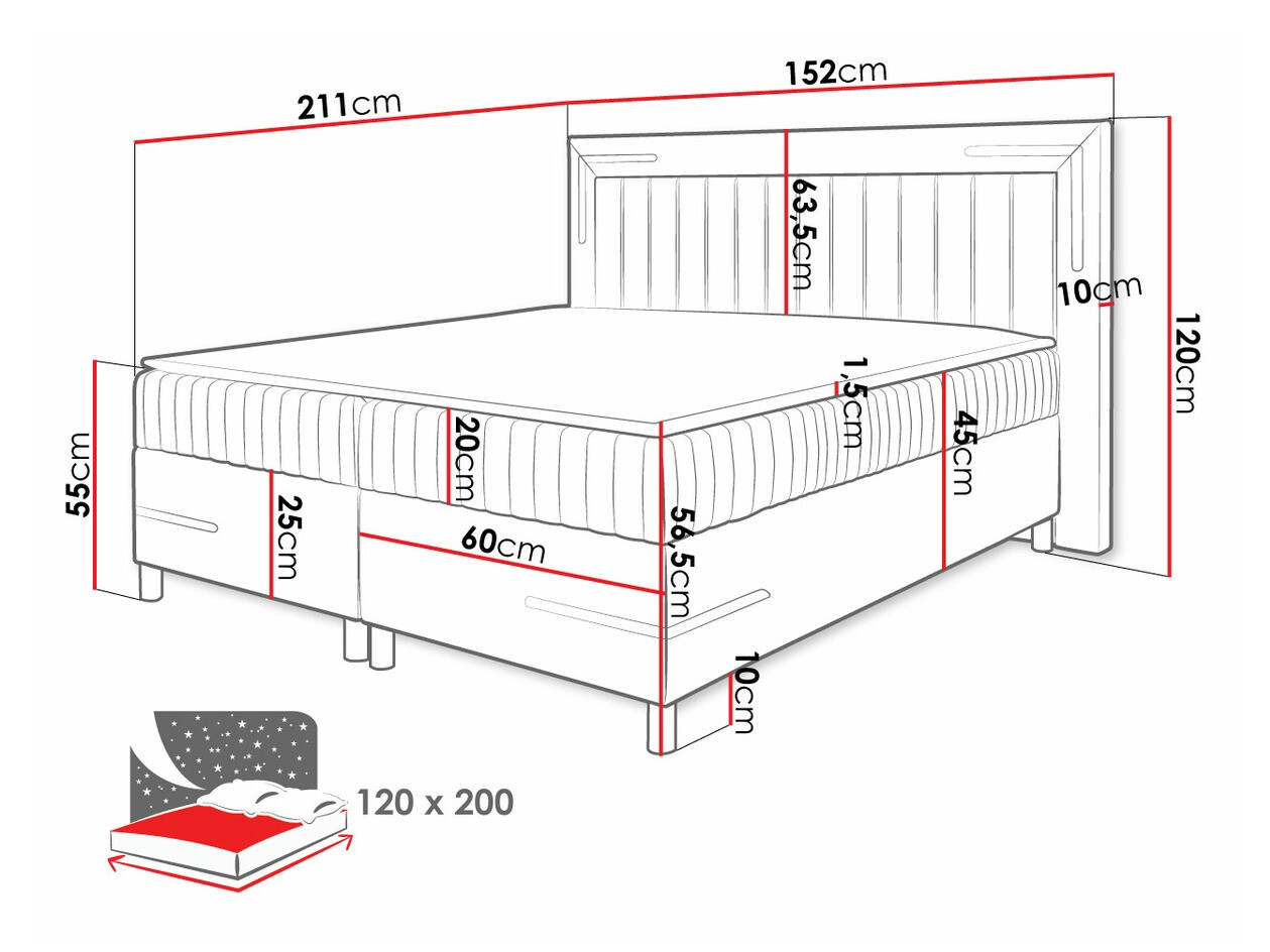 Boxspringbett Baltimore 188 (Velluto 15)