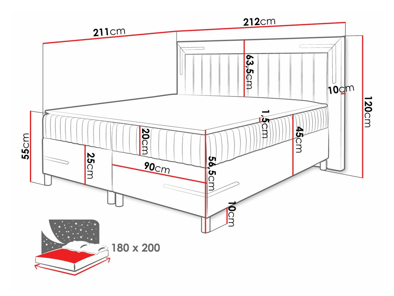 Boxspringbett Baltimore 188 (Velluto 15)