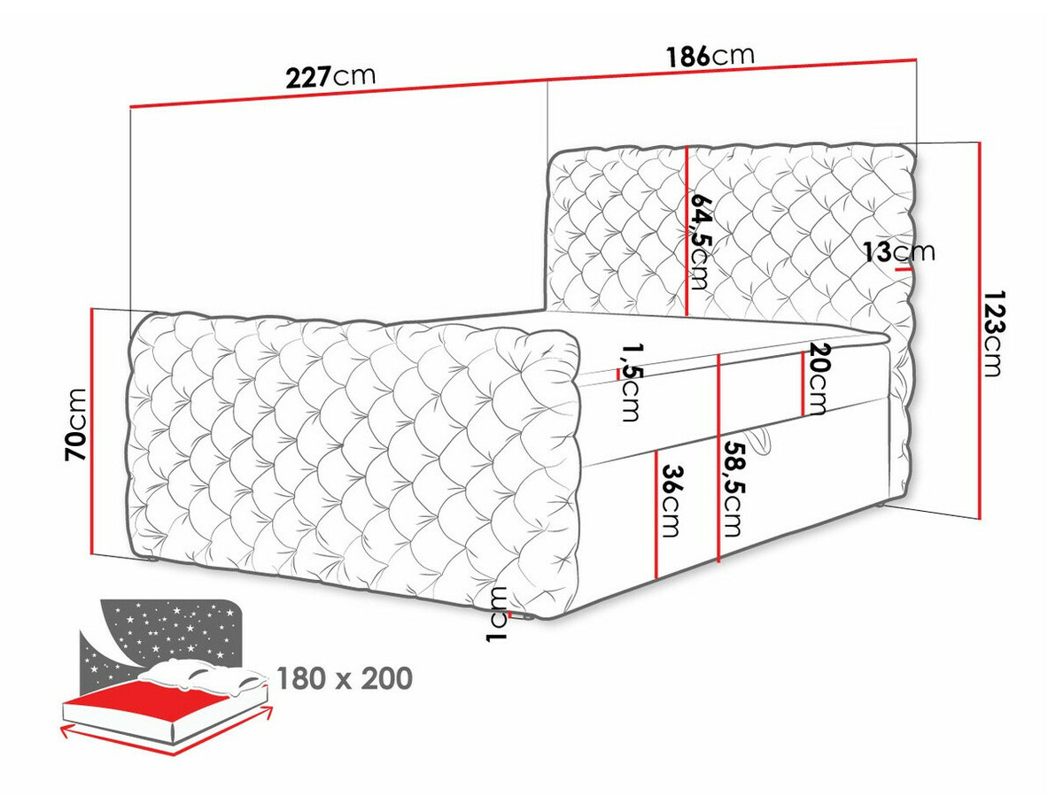 Boxspringbett Lac I (Velluto 29)