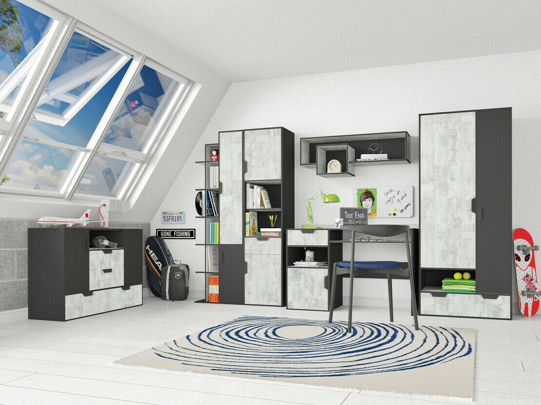 Kleiderschrank Omaha G113 (Grau + Graphit)
