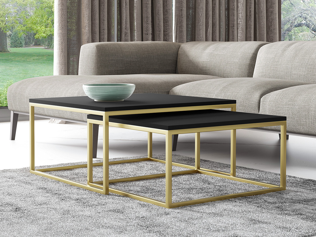 Couchtischset Oswego 102 (Schwarz + Gold)