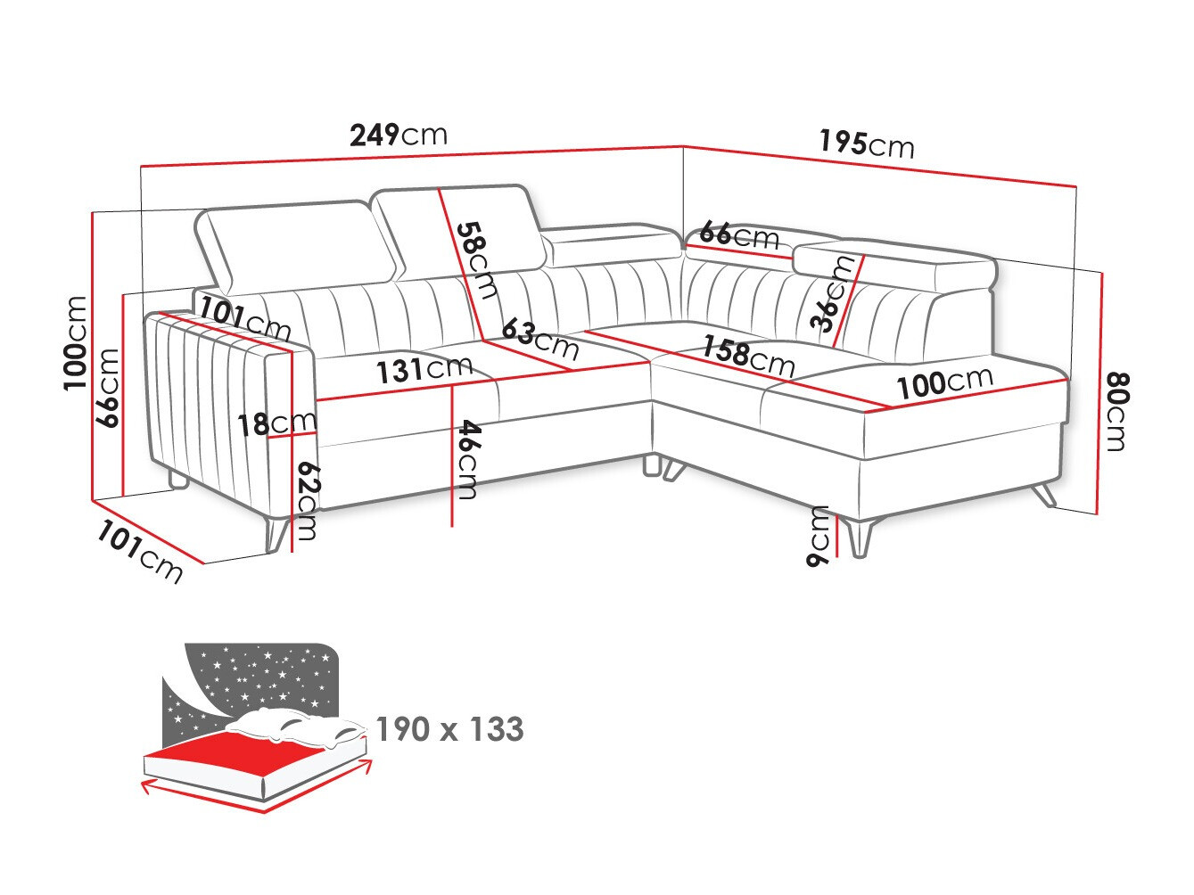 Ecksofa Columbus 202 (Velutto 18)