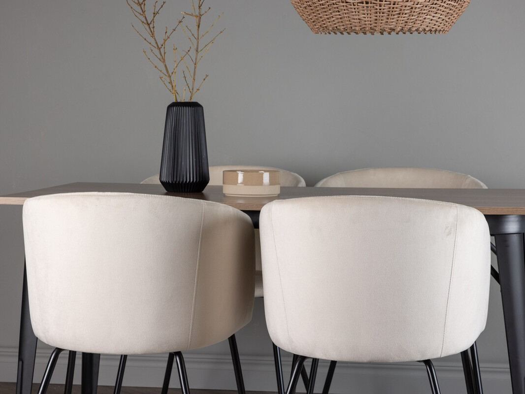 Essgruppe Dallas 4044 (Cremefarben + Schwarz)