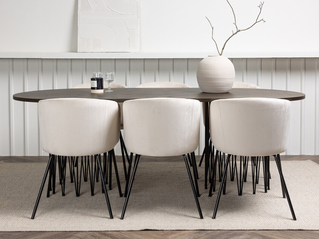 Essgruppe Dallas 4063 (Cremefarben + Schwarz)