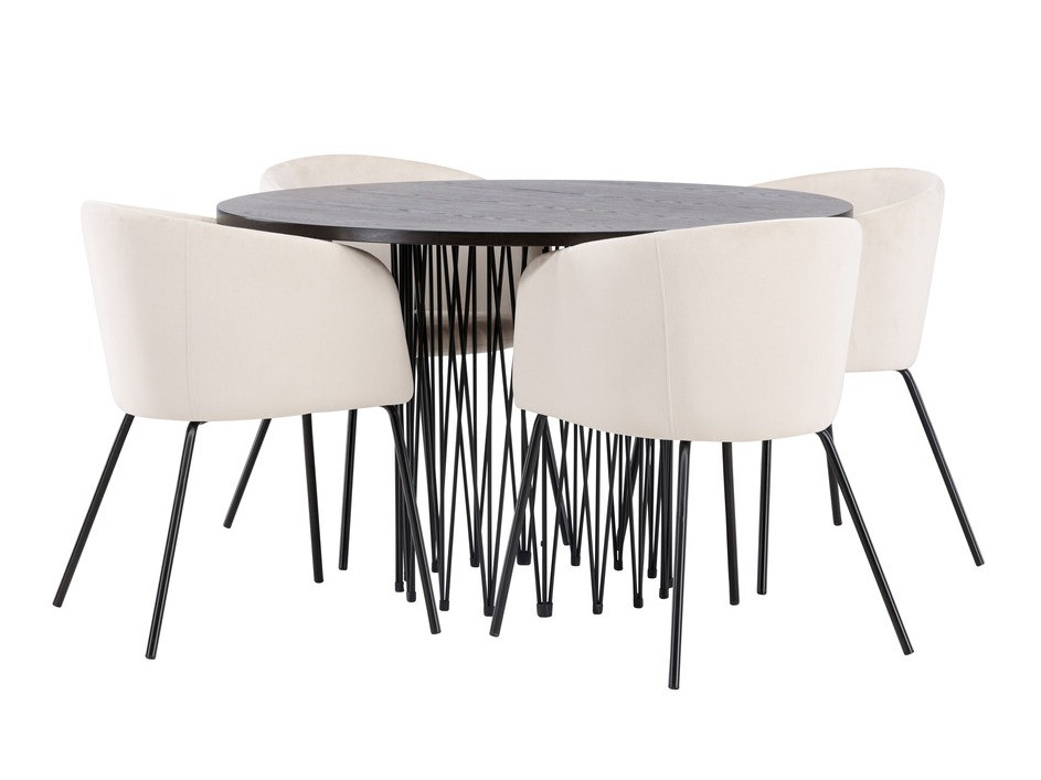 Essgruppe Dallas 4068 (Cremefarben + Schwarz)