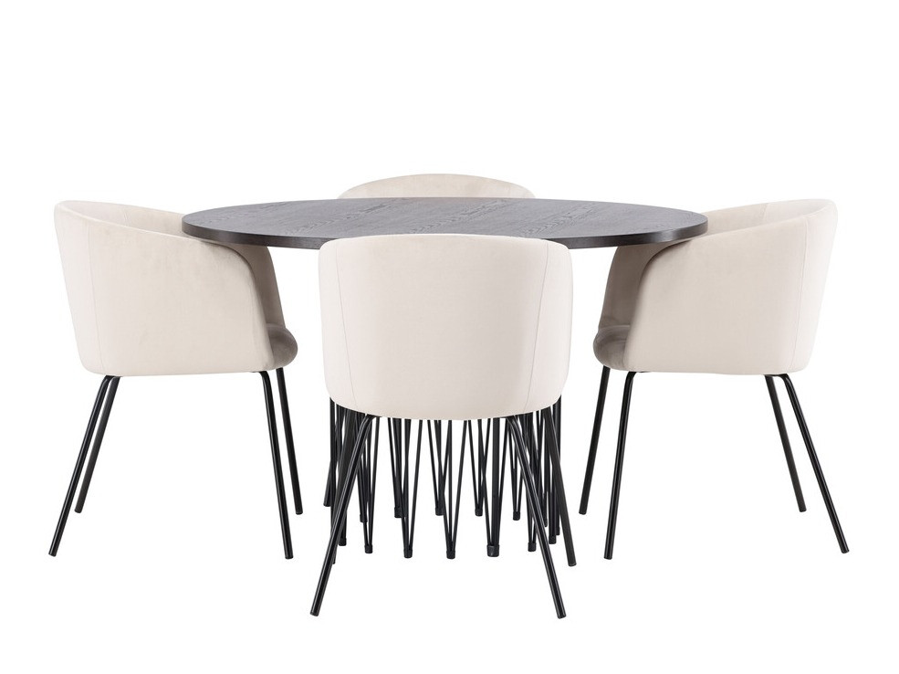Essgruppe Dallas 4068 (Cremefarben + Schwarz)