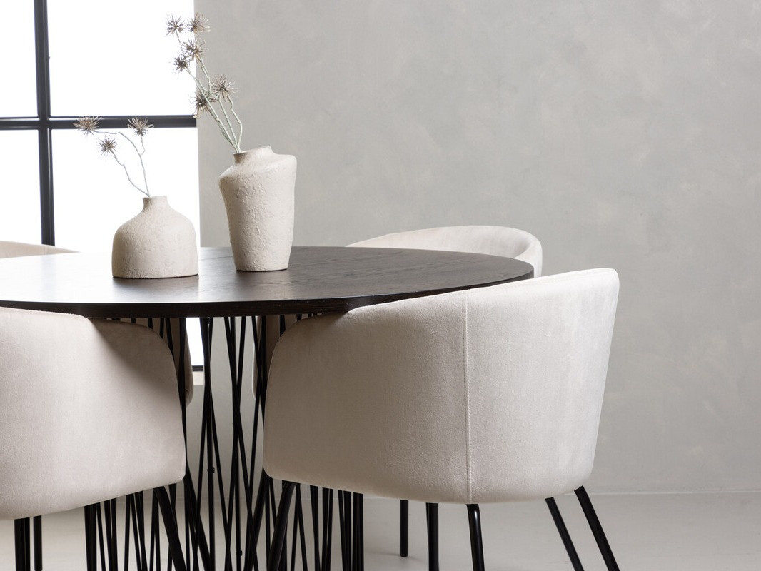 Essgruppe Dallas 4068 (Cremefarben + Schwarz)