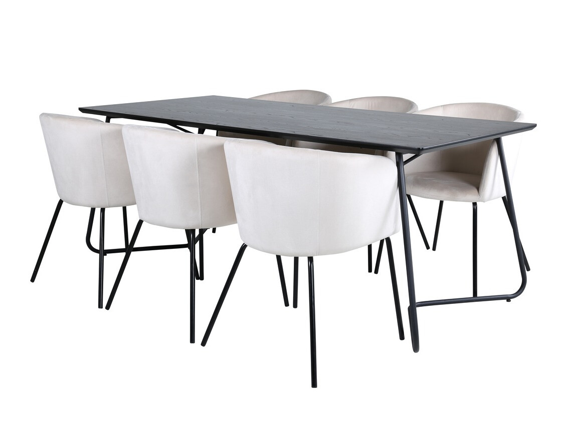 Essgruppe Dallas 2569 (Cremefarben + Schwarz)