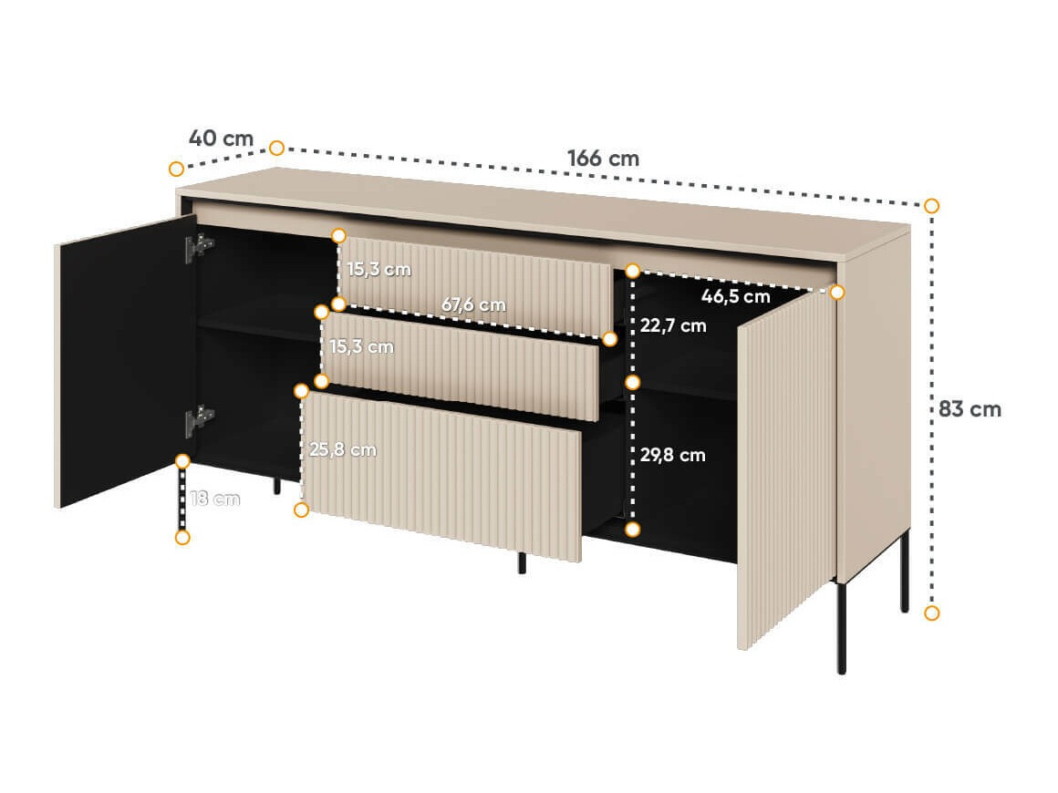 Kommode Fernolu 100 (Beige + Schwarz)