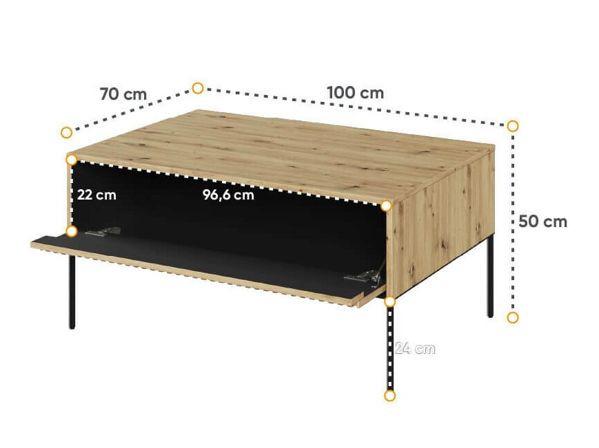Couchtisch Fernolu 110 (Artisan-Eiche + Schwarz)