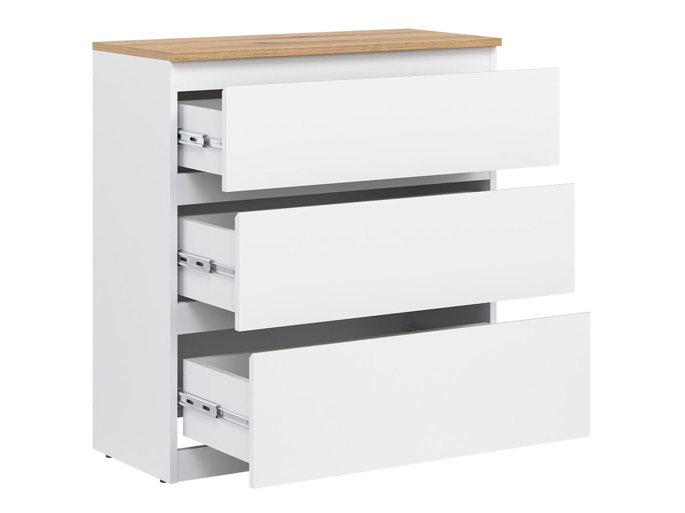 Kommode Catelbi 101 (Weiss + Eichenholzoptik)
