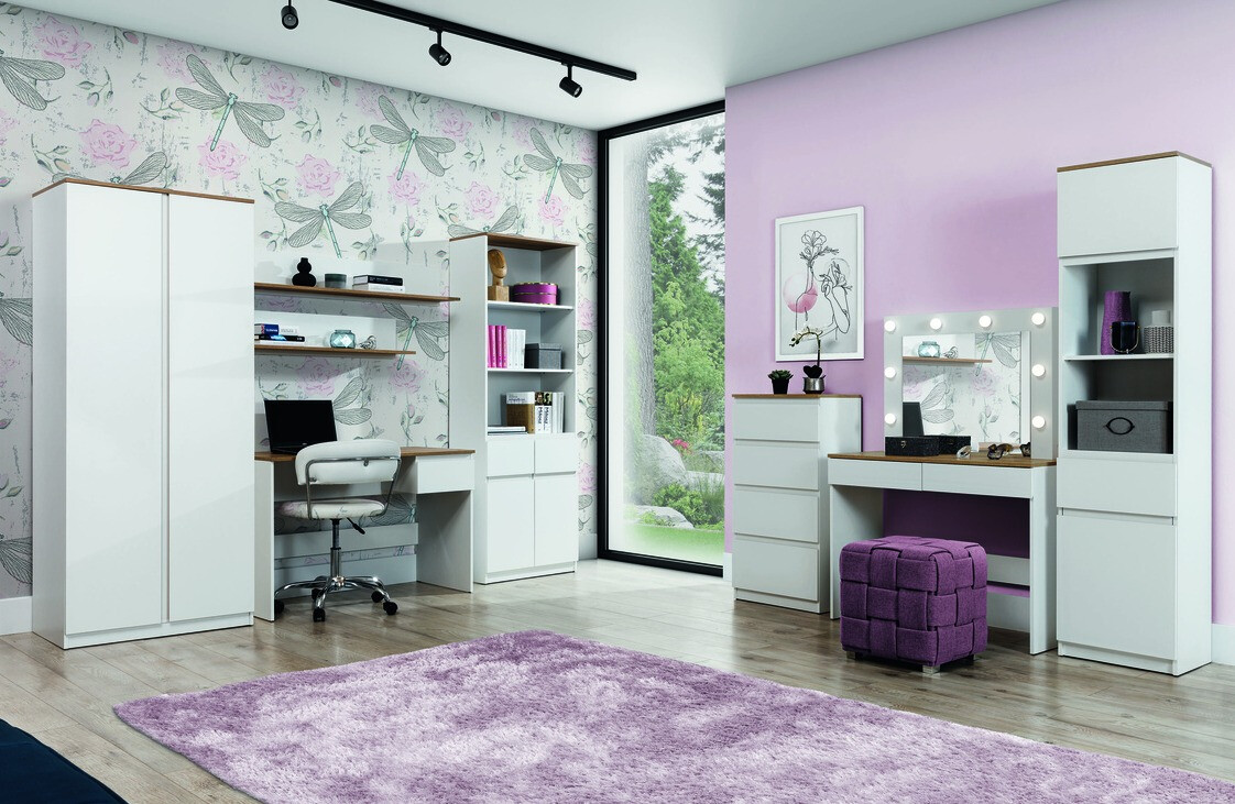 Kommode Catelbi 103 (Weiss + Eichenholzoptik)