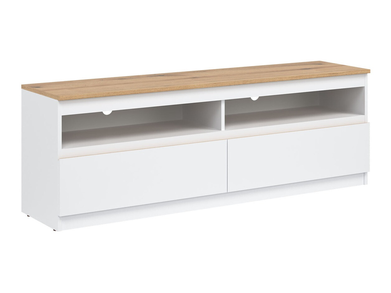TV-Möbel Catelbi 100 (Weiss + Eichenholzoptik)