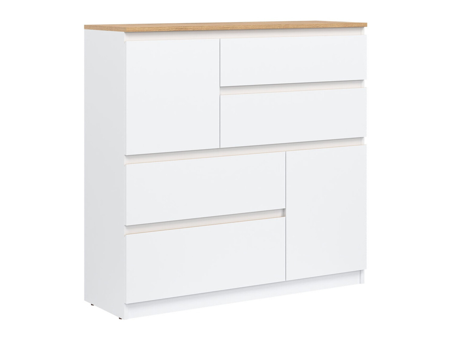 Kommode Catelbi 105 (Weiss + Eichenholzoptik)