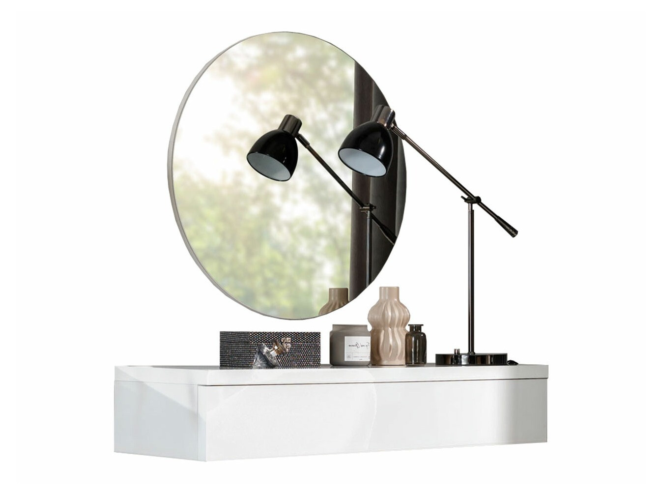Schminktisch Delpher I (Weiss + Weiss glänzend)