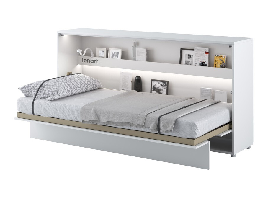 Schrankbett Concept Pro Lenart V (Weiss glänzend)