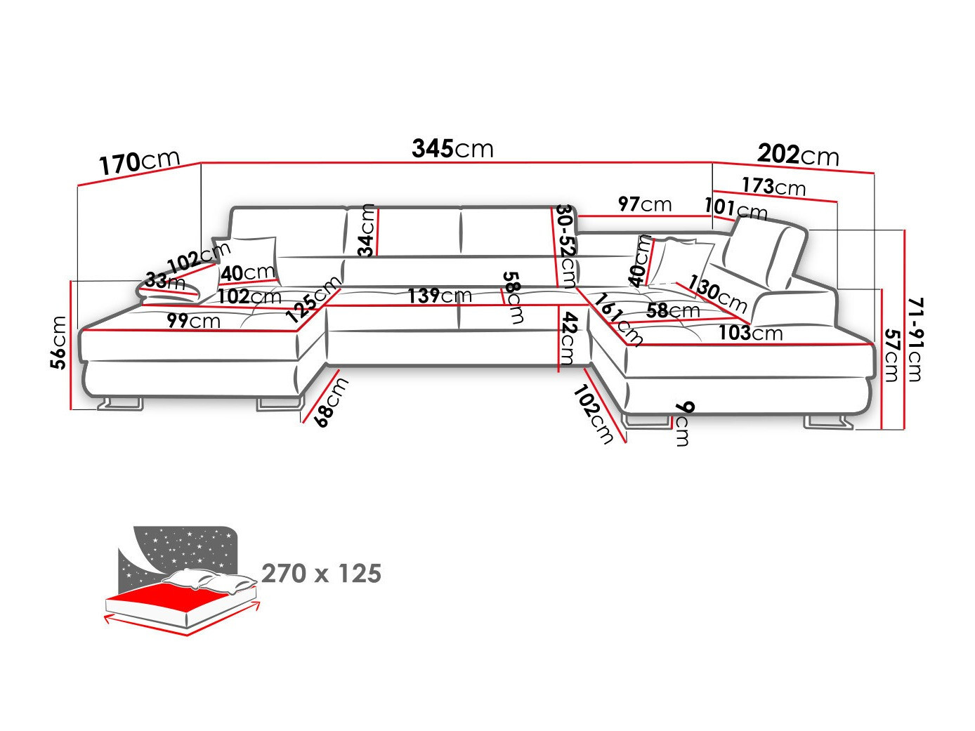 Ecksofa Comfivo Ruta (Poso 135)