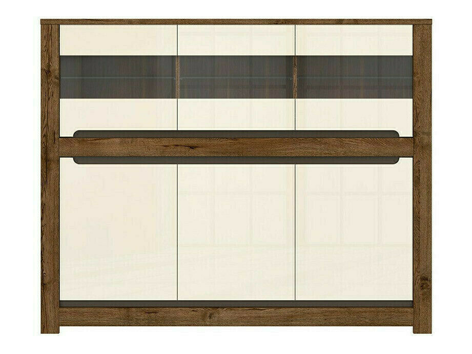 Sideboard Ophevaru 102 (Cremefarben glänzend + April eiche)