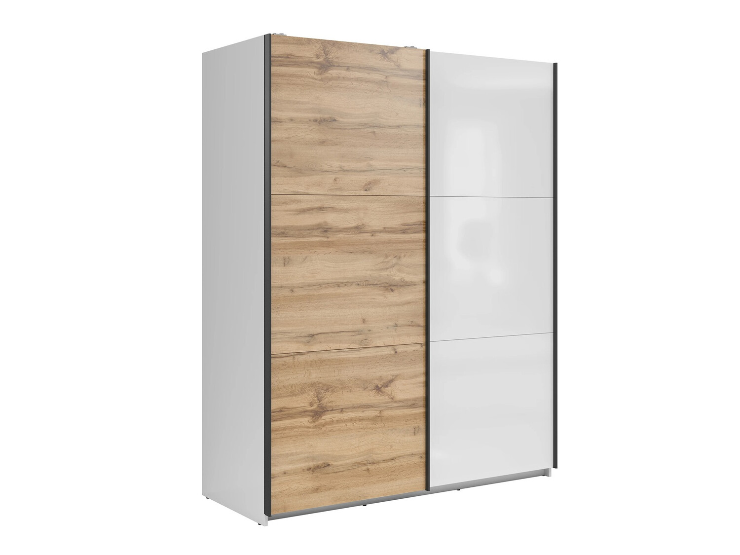 Kleiderschrank Livevaro 117 (Weiss + Wotan Eiche)