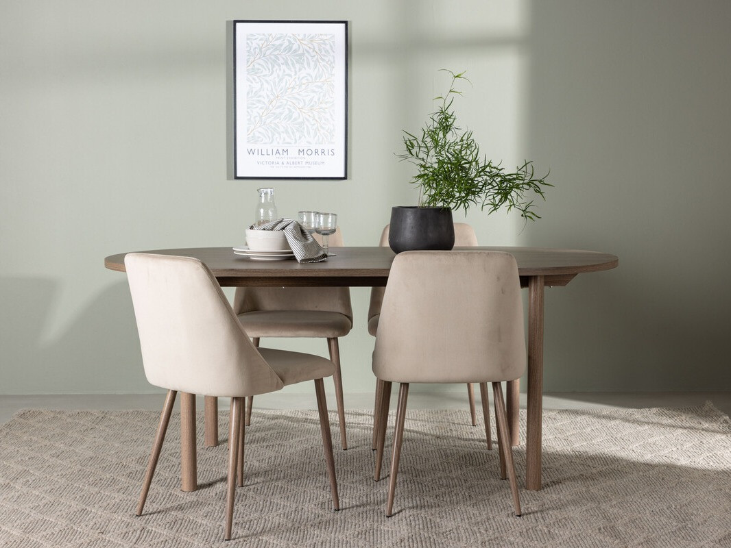 Essgruppe Dallas 4130 (Beige + Nussholzoptik)