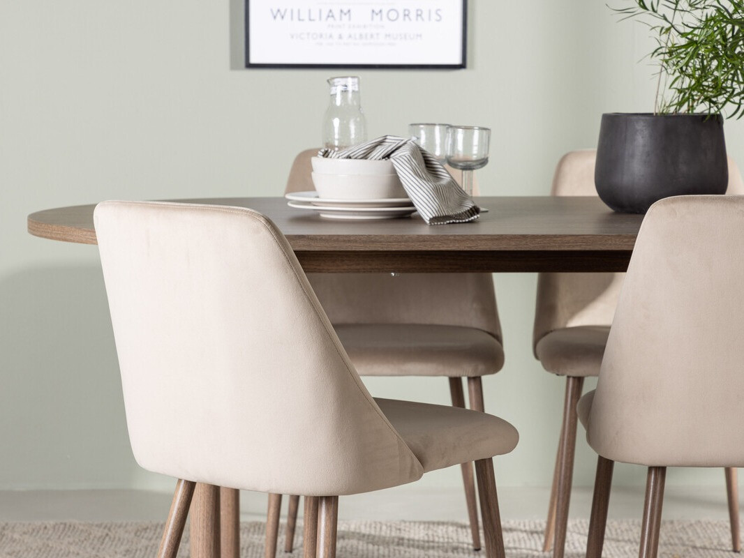 Essgruppe Dallas 4130 (Beige + Nussholzoptik)