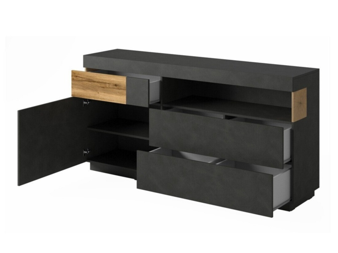 Kommode Livlore 107 (Matera grau + Wotan Eiche)