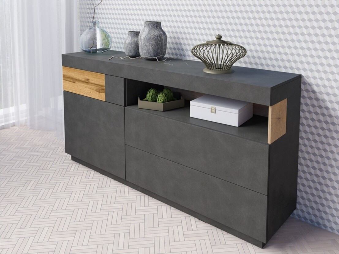 Kommode Livlore 107 (Matera grau + Wotan Eiche)
