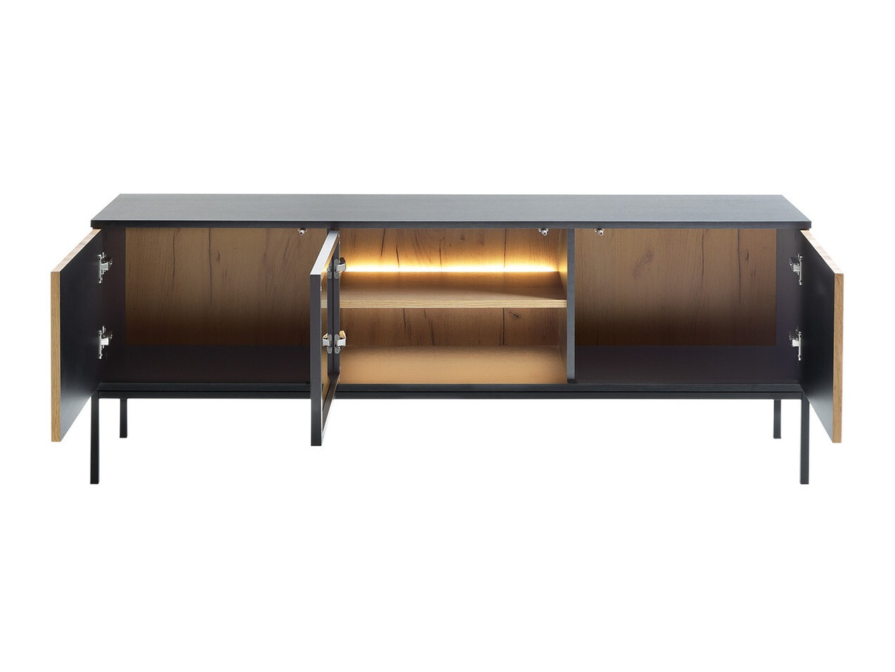 Wohnzimmer-Sets Manal (Schwarz + Wotan Eiche)