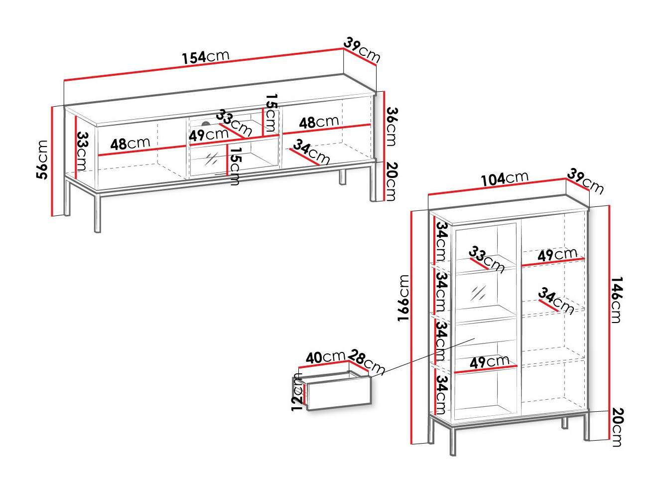 Wohnzimmer-Sets Soferi 114 (Schwarz + Wotan Eiche)