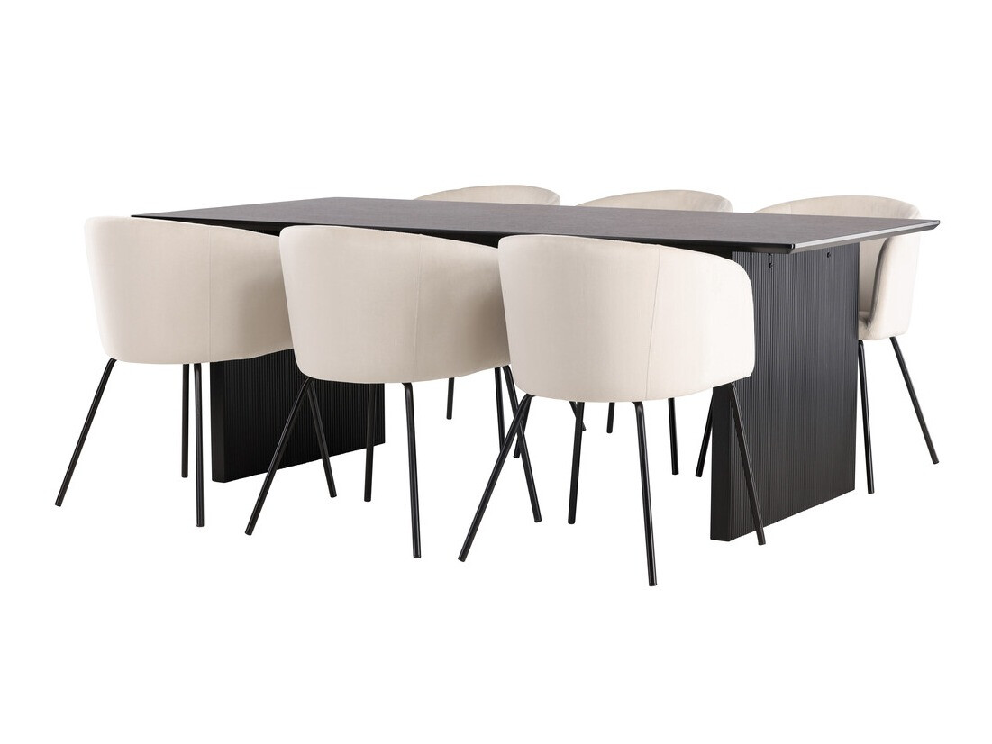 Essgruppe Dallas 4182 (Cremefarben + Schwarz)