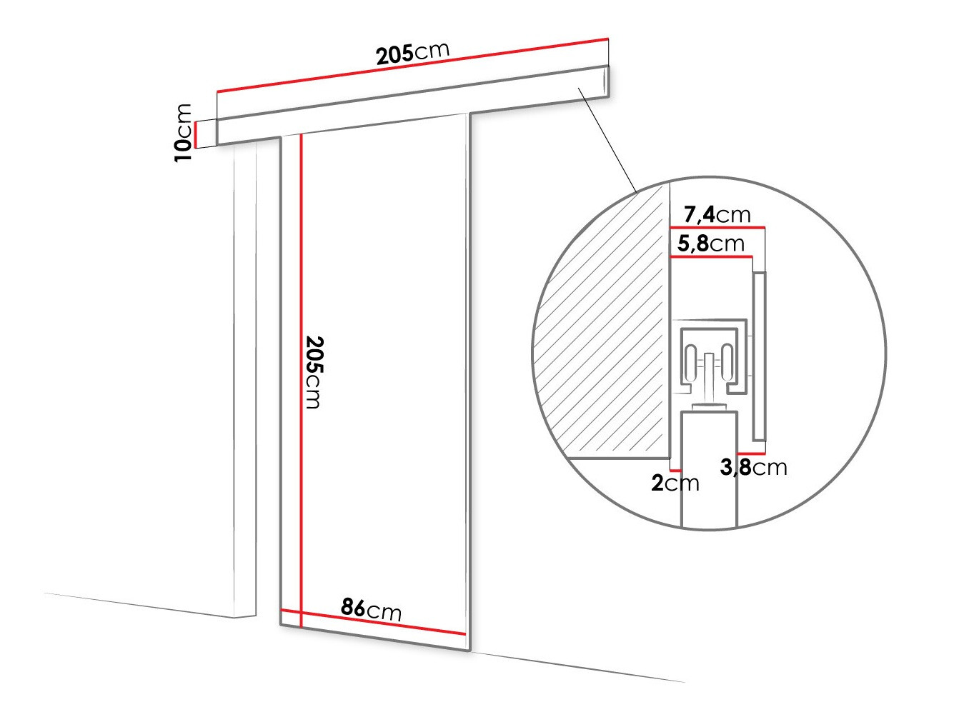 Schwebetür Closico Materia II (Weiss)