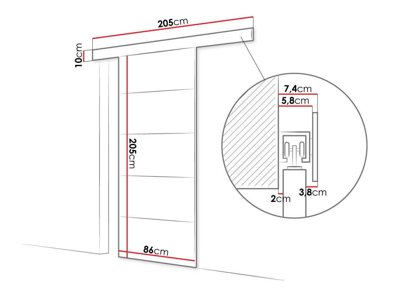Schwebetür Closico Materia III (Sonoma eichenholz)